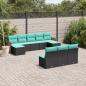 Preview: ARDEBO.de - 10-teiliges Gartensofa-Set mit Kissen, schwarzes Polyrattan