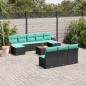 Preview: ARDEBO.de - 11-teiliges Gartensofa-Set mit Kissen, schwarzes Polyrattan