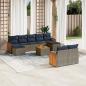 Preview: ARDEBO.de - 10-teiliges Gartensofa-Set mit Kissen, grau, Polyrattan