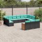 Preview: ARDEBO.de - 13-teiliges Gartensofa-Set mit Kissen, schwarzes Polyrattan