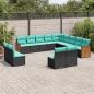 Preview: ARDEBO.de - 13-teiliges Gartensofa-Set mit Kissen, schwarzes Polyrattan