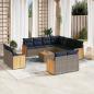 Preview: ARDEBO.de - 12-teiliges Gartensofa-Set mit Kissen, grau, Polyrattan