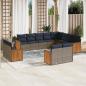 Preview: ARDEBO.de - 12-teiliges Gartensofa-Set mit Kissen, grau, Polyrattan