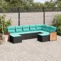 Preview: ARDEBO.de - 9-teiliges Gartensofa-Set mit Kissen, schwarzes Polyrattan