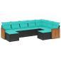 Preview: 9-teiliges Gartensofa-Set mit Kissen, schwarzes Polyrattan