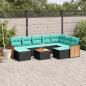 Preview: ARDEBO.de - 10-teiliges Gartensofa-Set mit Kissen, schwarzes Polyrattan