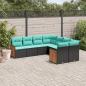 Preview: ARDEBO.de - 8-teiliges Gartensofa-Set mit Kissen, schwarzes Polyrattan