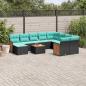 Preview: ARDEBO.de - 11-teiliges Gartensofa-Set mit Kissen, schwarzes Polyrattan