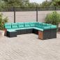 Preview: ARDEBO.de - 11-teiliges Gartensofa-Set mit Kissen, schwarzes Polyrattan
