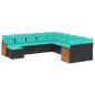 Preview: 11-teiliges Gartensofa-Set mit Kissen, schwarzes Polyrattan