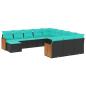 Preview: 12-teiliges Gartensofa-Set mit Kissen, schwarzes Polyrattan