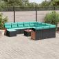 Preview: ARDEBO.de - 13-teiliges Gartensofa-Set mit Kissen, schwarzes Polyrattan