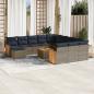 Preview: ARDEBO.de - 13-teiliges Gartensofa-Set mit Kissen, grau, Polyrattan