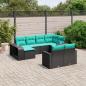 Preview: ARDEBO.de - 10-teiliges Gartensofa-Set mit Kissen, schwarzes Polyrattan