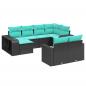 Preview: 10-teiliges Gartensofa-Set mit Kissen, schwarzes Polyrattan