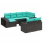 Preview: 11-teiliges Gartensofa-Set mit Kissen, schwarzes Polyrattan