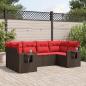 Preview: ARDEBO.de - 6-teiliges Gartensofa-Set mit Kissen, braun, Polyrattan