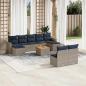 Preview: ARDEBO.de - 10-teiliges Gartensofa-Set mit Kissen, grau, Polyrattan