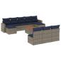 Preview: 11-teiliges Gartensofa-Set mit Kissen, grau, Polyrattan