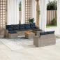 Preview: ARDEBO.de - 10-teiliges Gartensofa-Set mit Kissen, grau, Polyrattan