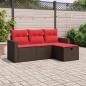 Preview: ARDEBO.de - 4-teiliges Gartensofa-Set mit Kissen, braun, Polyrattan