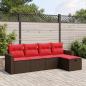 Preview: ARDEBO.de - 5-teiliges Gartensofa-Set mit Kissen, braun, Polyrattan