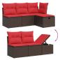 Preview: 5-teiliges Gartensofa-Set mit Kissen, braun, Polyrattan