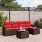 Preview: ARDEBO.de - 6-teiliges Gartensofa-Set mit Kissen, braun, Polyrattan