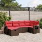 Preview: ARDEBO.de - 6-teiliges Gartensofa-Set mit Kissen, braun, Polyrattan