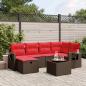 Preview: ARDEBO.de - 7-teiliges Gartensofa-Set mit Kissen, braun, Polyrattan