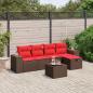 Preview: ARDEBO.de - 6-teiliges Gartensofa-Set mit Kissen, braun, Polyrattan