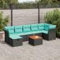 Preview: ARDEBO.de - 8-teiliges Gartensofa-Set mit Kissen, schwarzes Polyrattan
