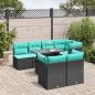 Preview: ARDEBO.de - 8-teiliges Gartensofa-Set mit Kissen, schwarzes Polyrattan