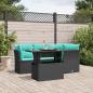 Preview: ARDEBO.de - 5-teiliges Gartensofa-Set mit Kissen, schwarzes Polyrattan