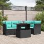 Preview: ARDEBO.de - 6-teiliges Gartensofa-Set mit Kissen, schwarzes Polyrattan