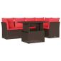 Preview: 6-teiliges Gartensofa-Set mit Kissen, braun, Polyrattan