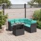 Preview: ARDEBO.de - 6-teiliges Gartensofa-Set mit Kissen, schwarzes Polyrattan