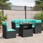 Preview: ARDEBO.de - 6-teiliges Gartensofa-Set mit Kissen, schwarzes Polyrattan