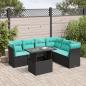 Preview: ARDEBO.de - 7-teiliges Gartensofa-Set mit Kissen, schwarzes Polyrattan