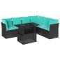 Preview: 7-teiliges Gartensofa-Set mit Kissen, schwarzes Polyrattan