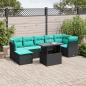 Preview: ARDEBO.de - 8-teiliges Gartensofa-Set mit Kissen, schwarzes Polyrattan