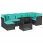 Preview: 8-teiliges Gartensofa-Set mit Kissen, schwarzes Polyrattan