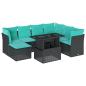Preview: 8-teiliges Gartensofa-Set mit Kissen, schwarzes Polyrattan