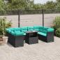 Preview: ARDEBO.de - 10-teiliges Gartensofa-Set mit Kissen, schwarzes Polyrattan