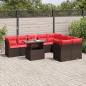 Preview: ARDEBO.de - 10-teiliges Gartensofa-Set mit Kissen, braun, Polyrattan