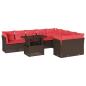 Preview: 10-teiliges Gartensofa-Set mit Kissen, braun, Polyrattan