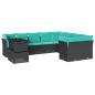 Preview: 10-teiliges Gartensofa-Set mit Kissen, schwarzes Polyrattan