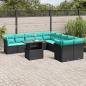 Preview: ARDEBO.de - 11-teiliges Gartensofa-Set mit Kissen, schwarzes Polyrattan