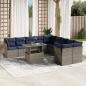 Preview: ARDEBO.de - 11-teiliges Gartensofa-Set mit Kissen, grau, Polyrattan
