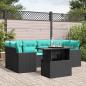 Preview: ARDEBO.de - 7-teiliges Gartensofa-Set mit Kissen, schwarzes Polyrattan
